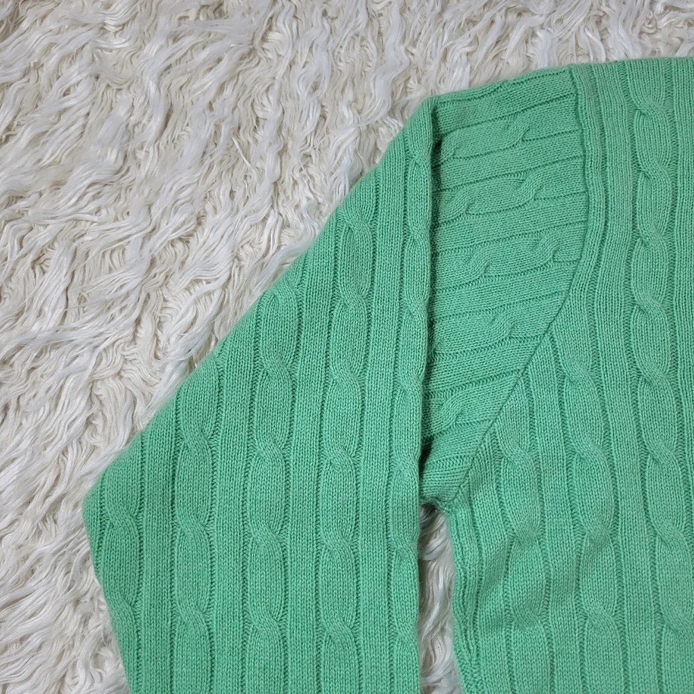 Peter Millar 100% Cashmere Green Cable Knit Sweater Size Large - Picture 14 of 14